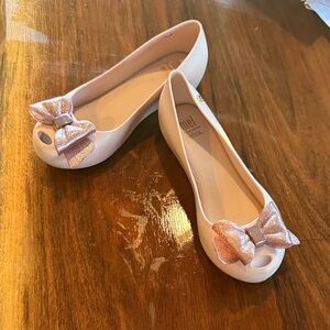 Pink Flats with Pink Glitter Bow by Mel Dreamed by Melissa
